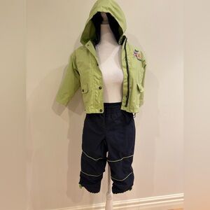 Green and Navy Hooded Jacket and Pants Set
